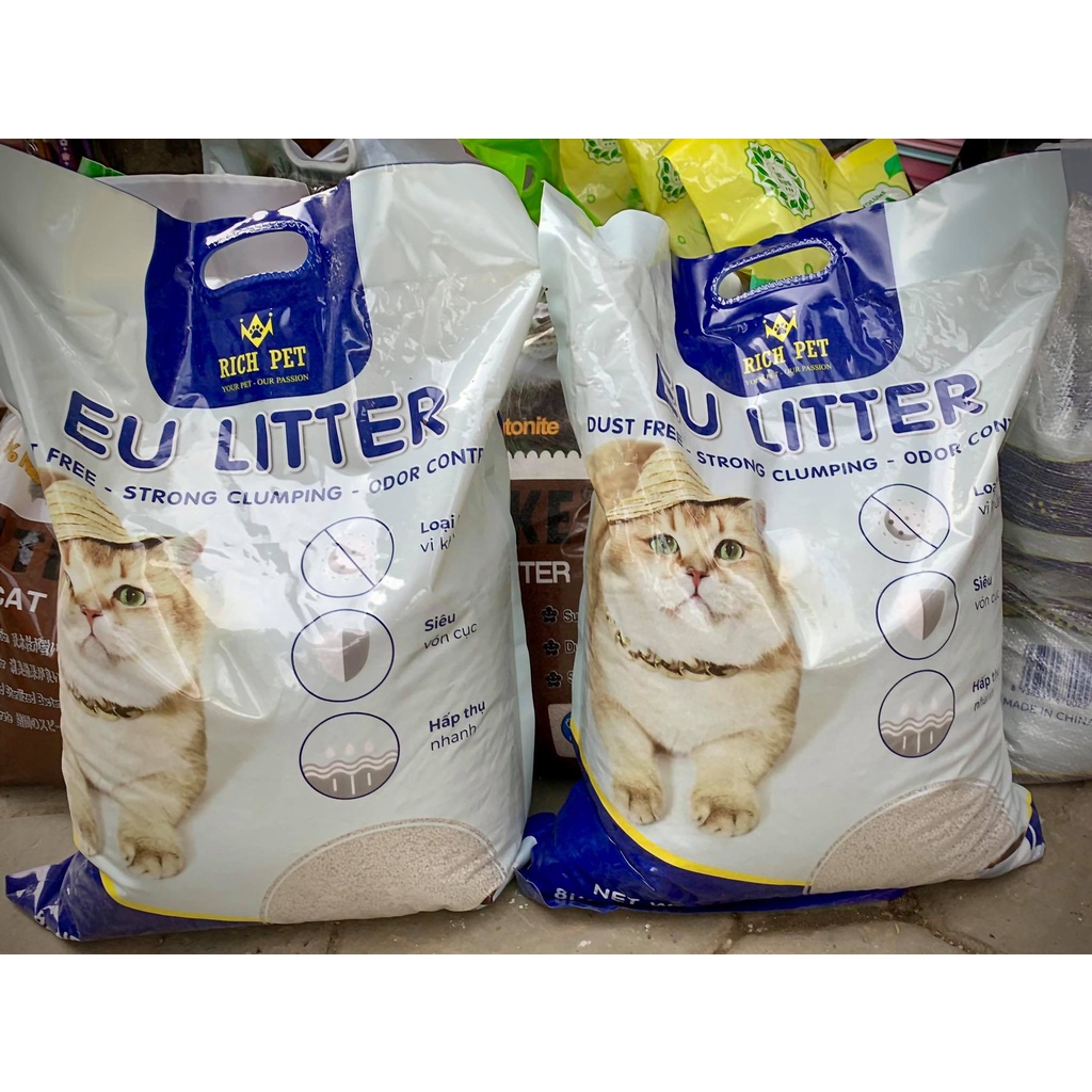 EU LITTER Cát vệ sinh siêu vón siêu ít bụi - Cát vệ sinh cho mèo EU Litter đủ mùi CAFE &amp; BẠC HÀ