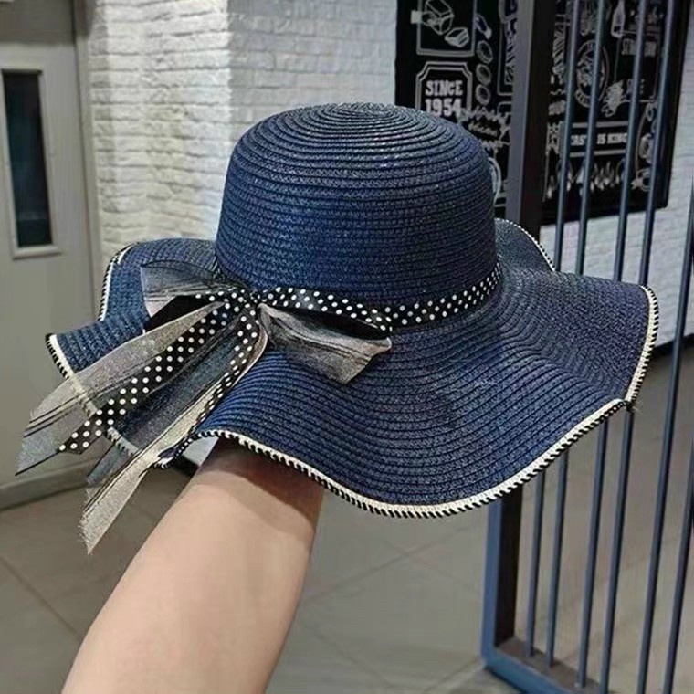 PVN44624 Mũ Cói, Nón Cói Vành Rộng Thắt Nơ Đi Biển Cho Nữ Giá Rẻ
