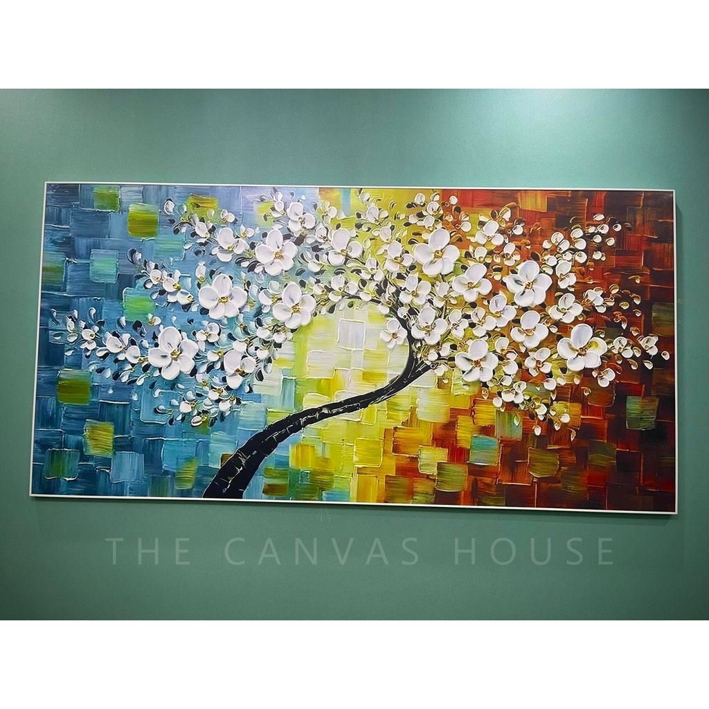 Tranh in Canvas Cây Hoa Trắng  - The Canvas House