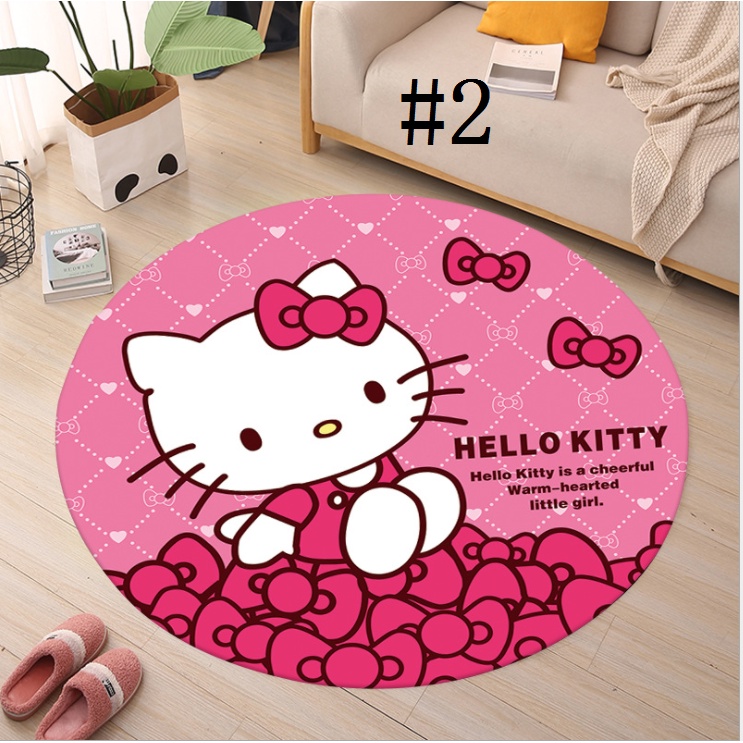Thảm Chùi Chân Chống Trượt Hình Tròn Hello Kitty Dễ Thương 365