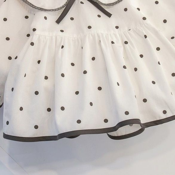 Áo Sơ Mi Tay Dài Họa Tiết Chấm Bi Phong Cách Phương Tây Cho Bé Gái