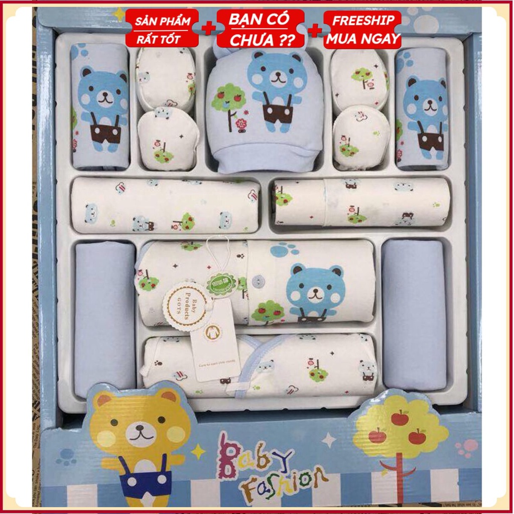 Sét sơ sinh cho be 18 món 100% cotton ( tặng giỏ đựng ) .