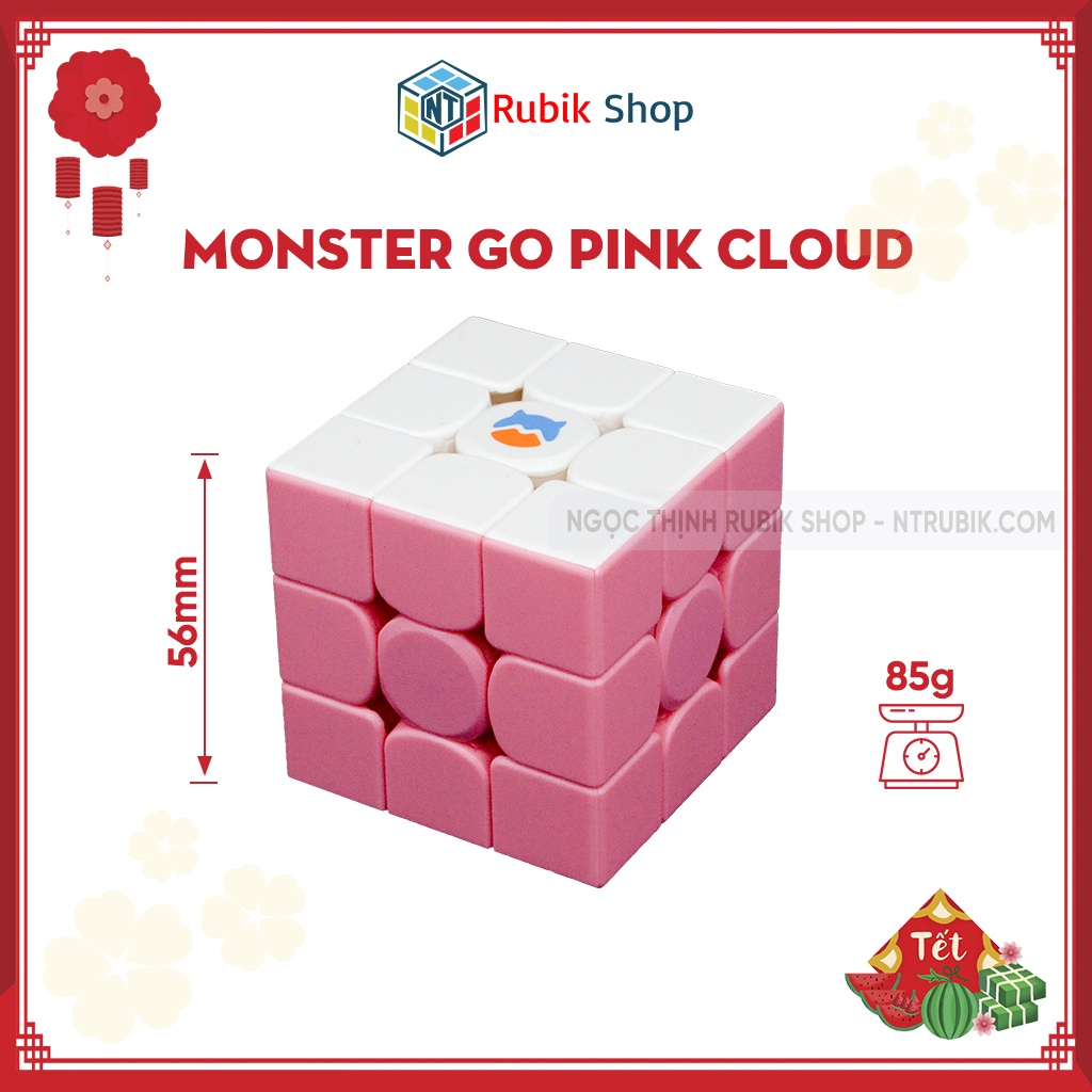 [Siêu hót Gan Monster Go] Rubik 3x3x3 GAN Monster Go MG356 3x3 Cloud Pink (Stickerless hồng)