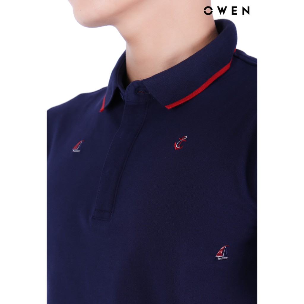 Áo polo Nam ngắn tay Owen Cotton Bodyfit màu xanh đen - APV20288