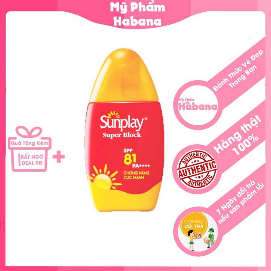 Kem chống nắng SUNPLAY Sun Play Super Block SPF 81 PA++++ Ngăn Đen Sạm Vượt Trội  Không Chứa Cồn (70g)