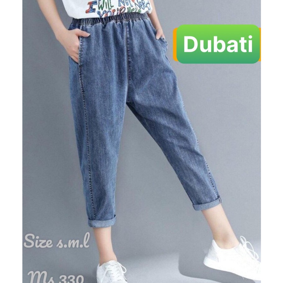 QUẦN BAGGY JEAN NỮ CHẤT BÒ XANH LƯNG THUN LƯNG CAO NÂNG MÔNG NHẬT BẢN CAO CẤP - DB 330 - DUBATI FASHION