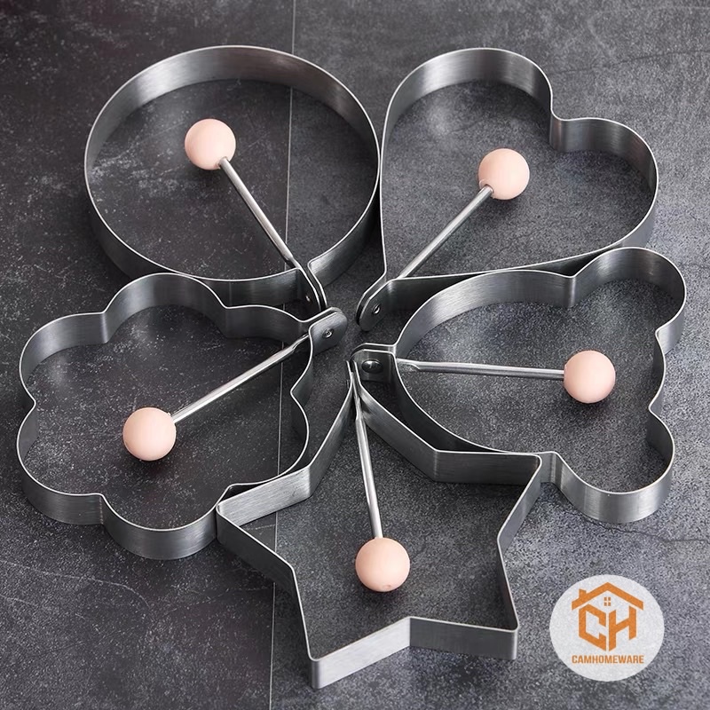 Khuôn Rán Trứng Ốp La, Bánh - Khay Chiên Tạo Nhiều Hình Cute Có Núm Cầm Cam Homeware