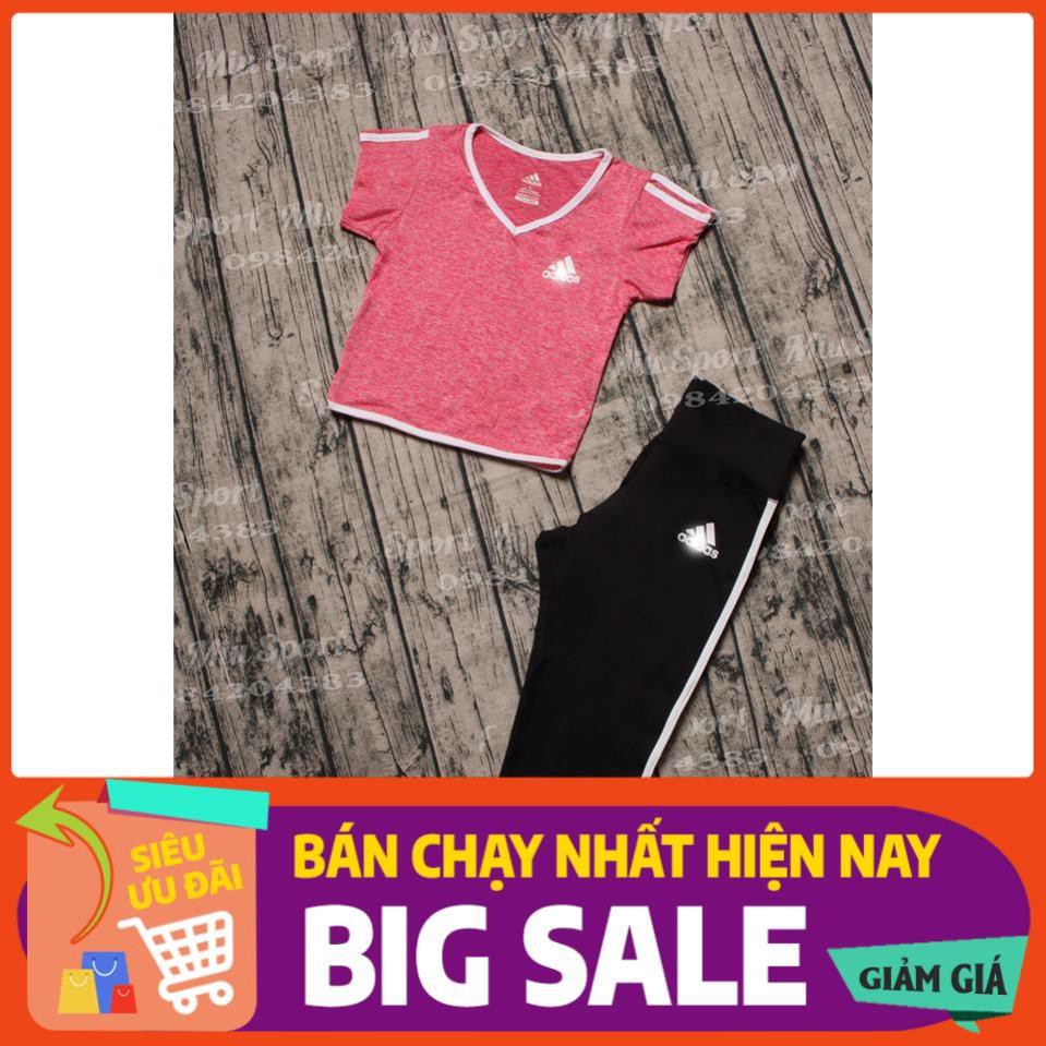 Set Bộ Đồ Tập Gym Yoga Aerobic Cho Nữ Đẹp, Cao Cấp, Big Size, Vnxk - Quần Lửng, Cạp Cao, Nâng Mông Áo Croptop Có Tay