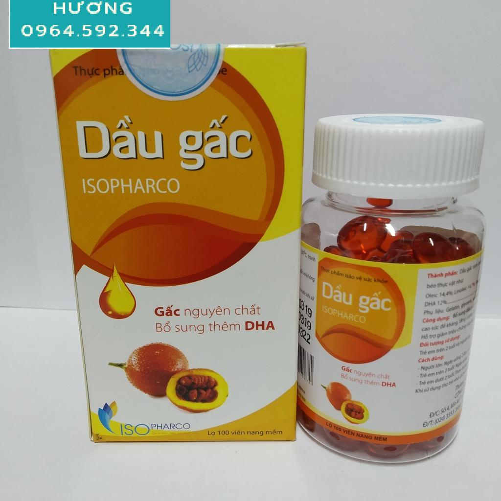Dầu Gấc Isopharco - Bổ Sung DHA, Giảm Lão Hóa, Nâng Cao Sức Đề Kháng, Tăng Cường Thị Lực - Lọ 100 viên
