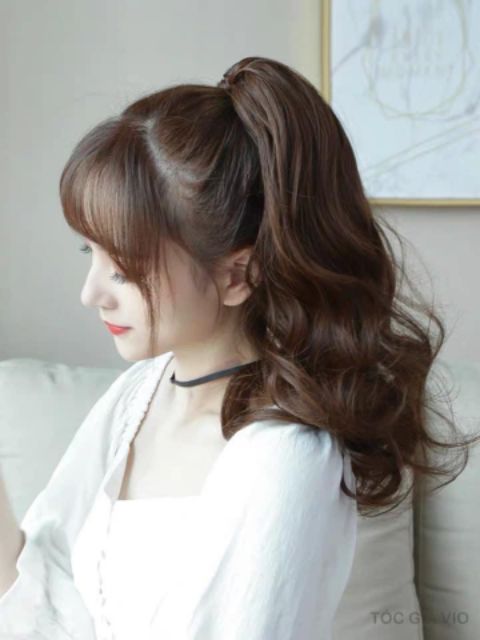 Tóc giả ngoặm xoăn đuôi  FREESHIP  ngoặm xoăn dơn tự nhiên 40cm