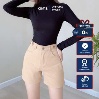 Quần sooc nữ, quần short nữ kaki co giãn lưng cao phong cách hàn quốc.