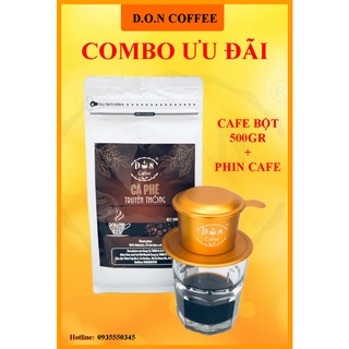 COMBO Cà phê bột Truyền thống 500gr + phin nhôm màu cao cấp D.O.N Coffee - cafe pha phin + phin nhôm cao cấp
