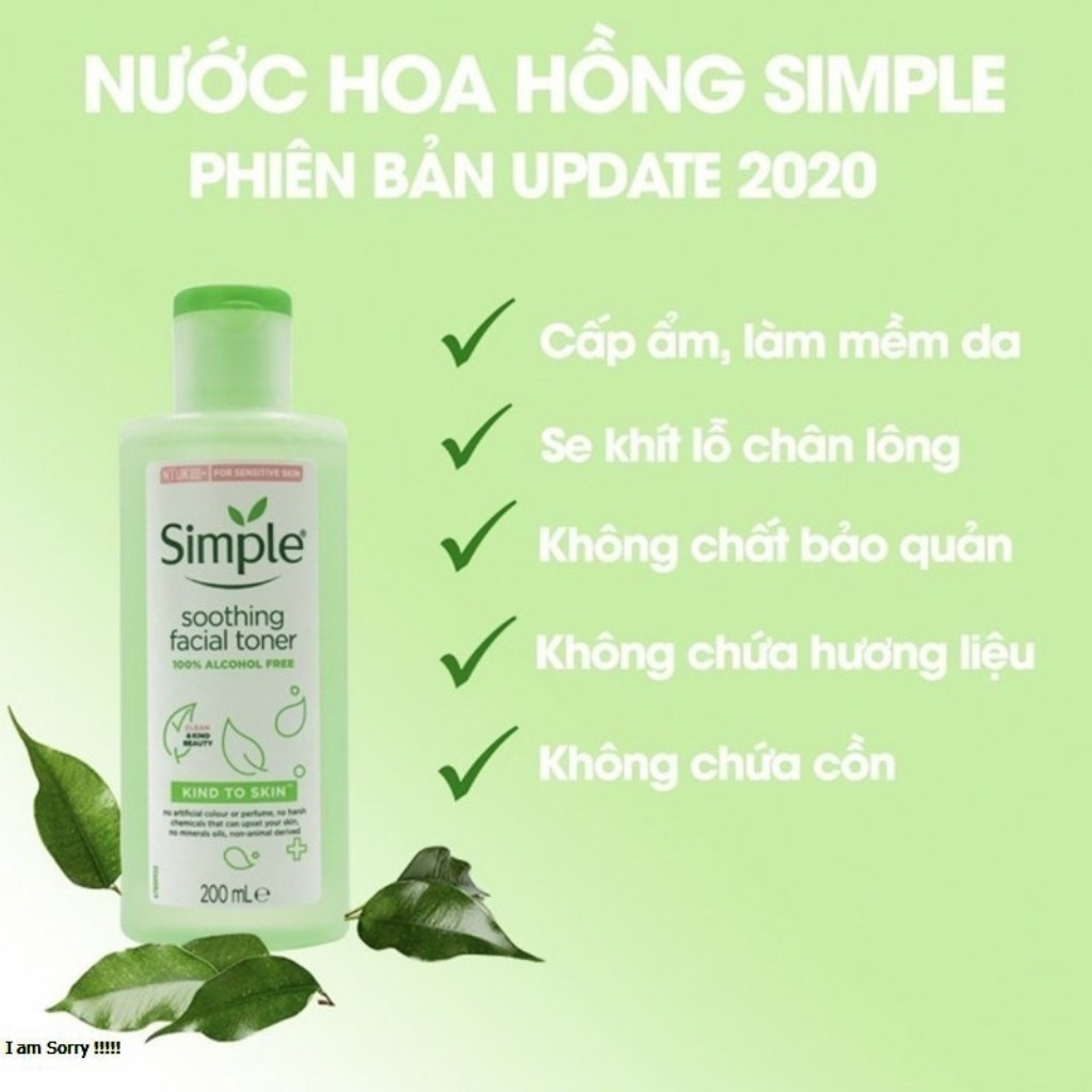 Nước Hoa Hồng Soothing Facial Toner Simple Cân Bằng Ẩm Cho Da 200ml