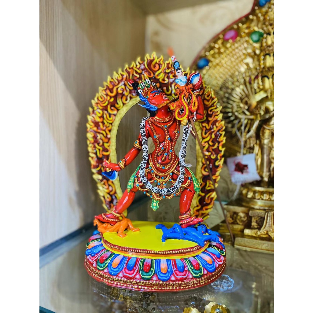 [PBMC]Tượng đồng sơn màu Nepal 7" (Kim Cương Du Già Thánh Nữ DAKINI)