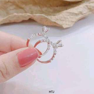 Nhẫn nữ đính đá cao cấp chất liệu bạc ta N00475 - Nhẫn bạc Bibi