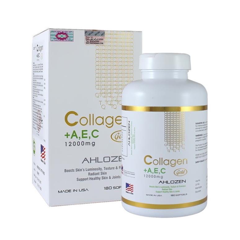 Viên uống Collagen AEC Ahlozen Gold 12000mg - Nhập khẩu Mỹ 180 viên