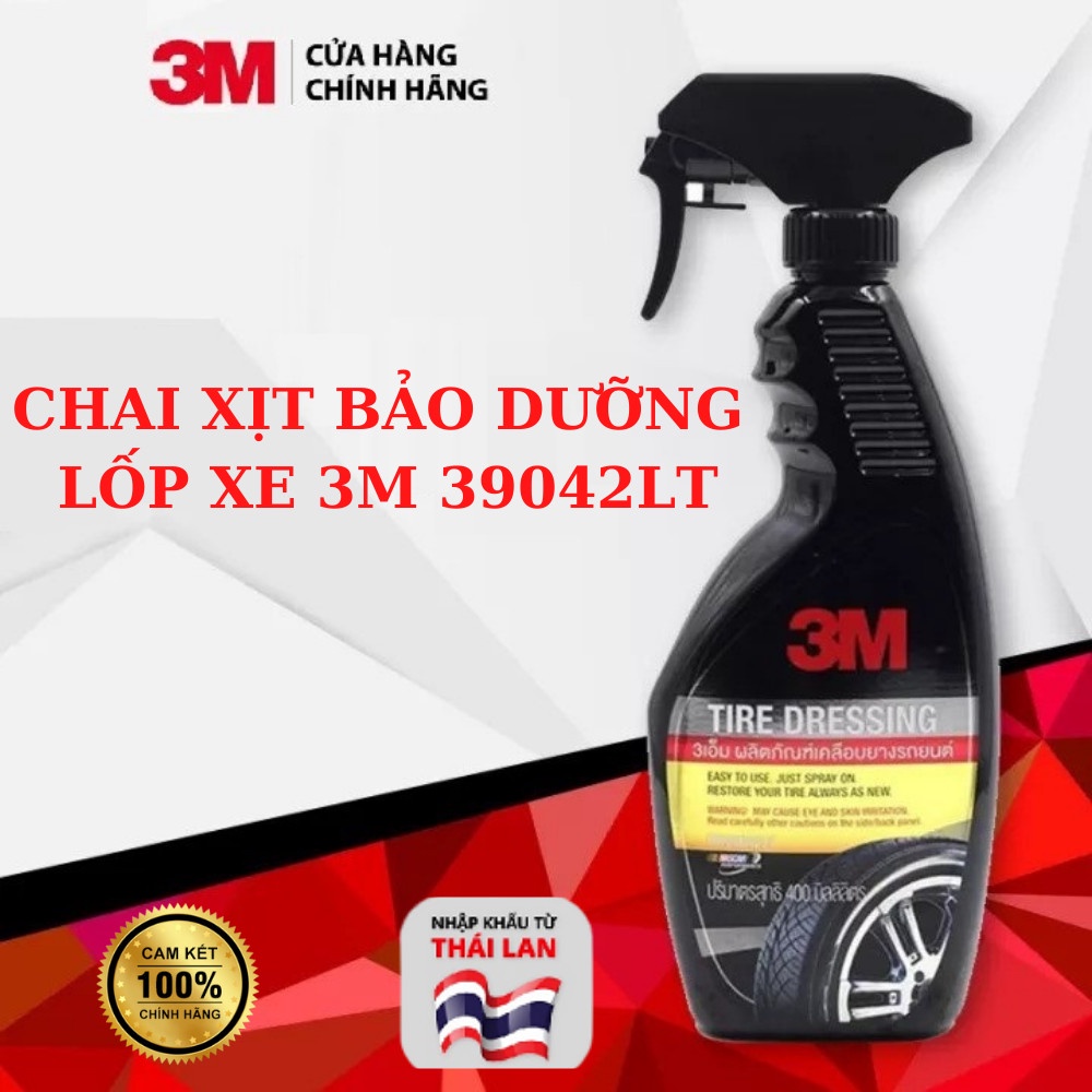 Chai Xịt Bảo Dưỡng Lốp Xe Ô Tô - Dung Dịch Phủ Bóng Lốp Xe, Bảo Dưỡng Lốp Xe 3M PN39042LT 400Ml - Hàng Chính Hãng