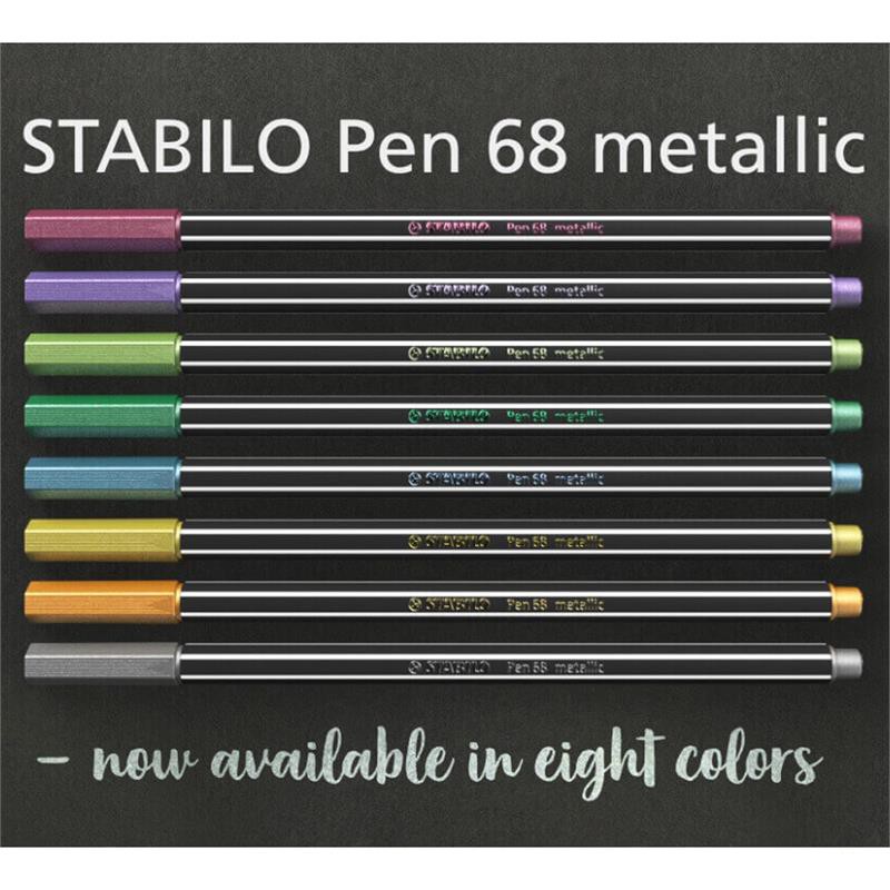 Bộ 8 bút lông nhũ Stabilo Pen 68 Metallic Marker – 1.4 mm – FULL SET