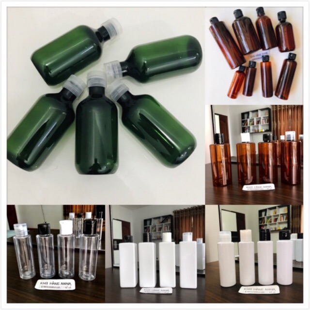 Chai Nhựa Nắp Bật 500Ml/ 300Ml/ 250Ml/ 150Ml/ 100Ml - Chai Pet Nâu, Trong Suốt, Xanh Chai Nắp Bật Nhỏ Giọt Đen Và Trong