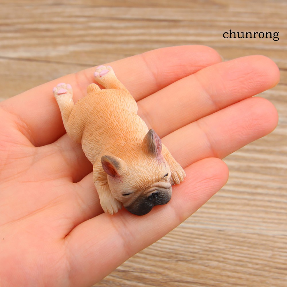 Đồ chơi cún bull Pháp nằm ngủ trang trí xe hơi nhà ở Cr+2inch pvc