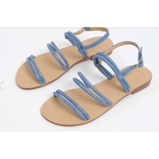 Sandal hè quai mảnh màu xanh sành địu