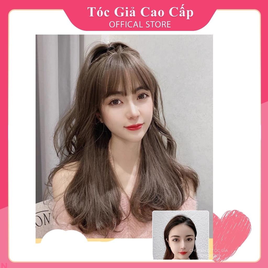 Tóc giả nữ nguyên đầu đẹp ❤️FREESHIP❤️ Tóc nguyên đầu xoăn lọn đuôi 40cm, C8112
