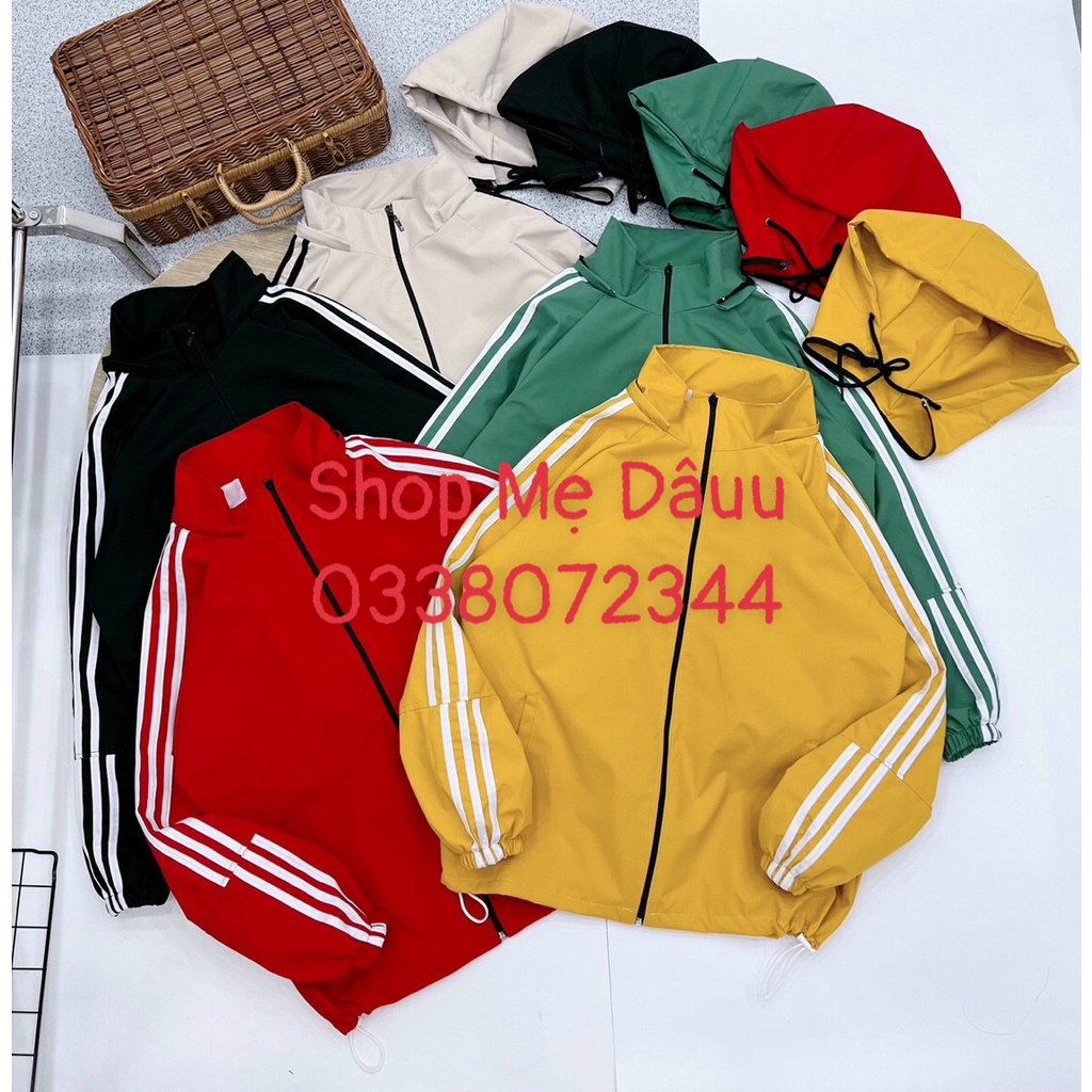 Áo khoác gió nữ 2 lớp 3 sọc, Chống Nước, phong cách thể thao
