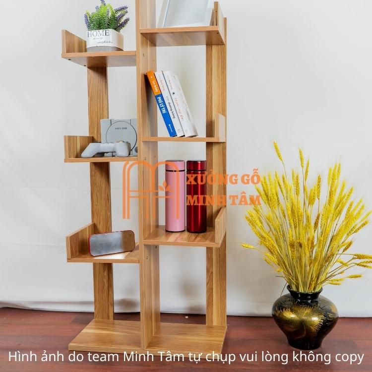 Kệ sách xương rồng gỗ MDF cao cấp, 8 ngăn , kích thước 120x50x20cm l Kệ sách gỗ hình cây chất liệu MDF có sẵn ốc vít