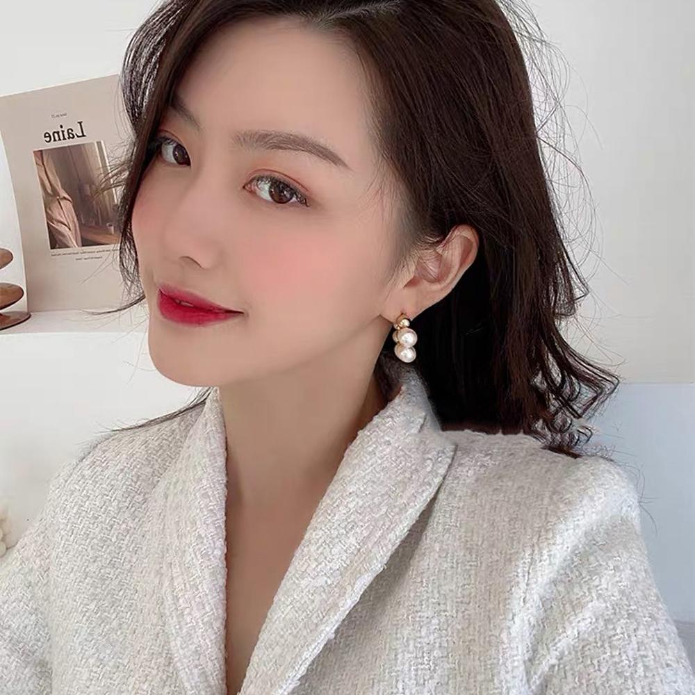 Bông Tai Mạ Bạc 925 Hình Tròn Đính Ngọc Trai Thanh Lịch Dành Cho Nữ