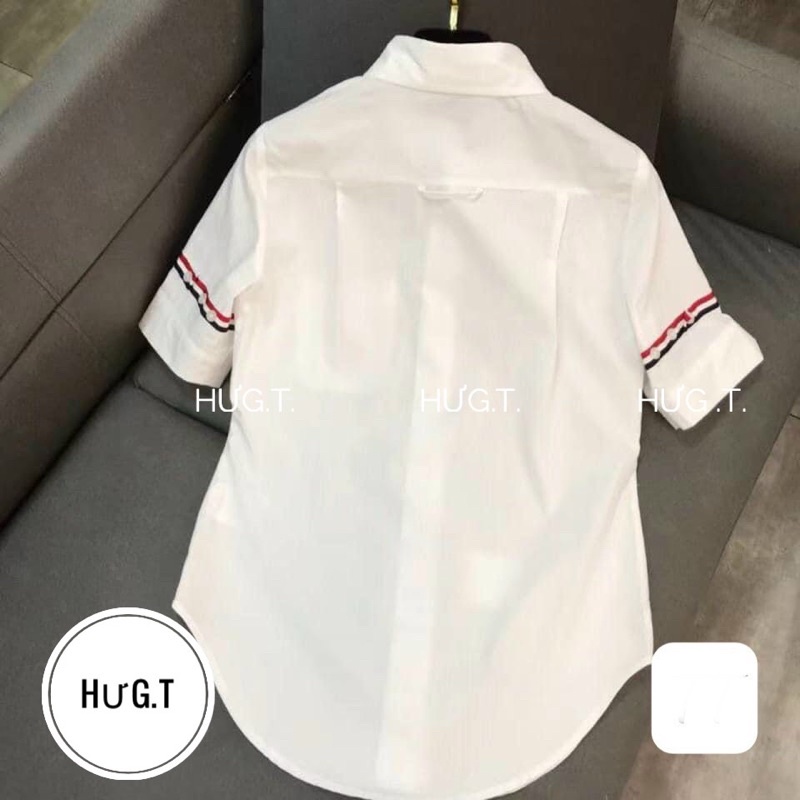 ÁO SƠ MI TRĂNG THORN CỘC TAY ĐUÔI TÔM MS14927