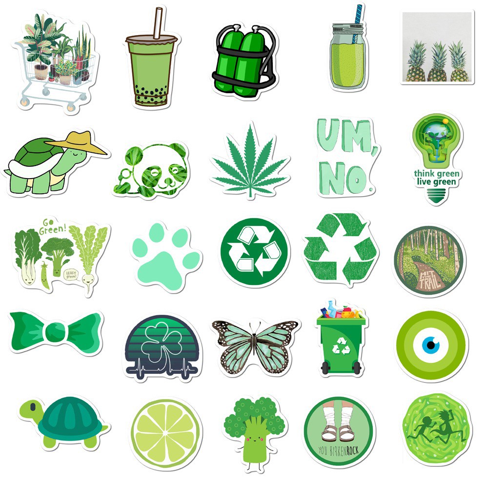 H133 - Sticker MÀU XANH LÁ độc đáo - PVC/ Hình dán Chống nước Hoạ tiết