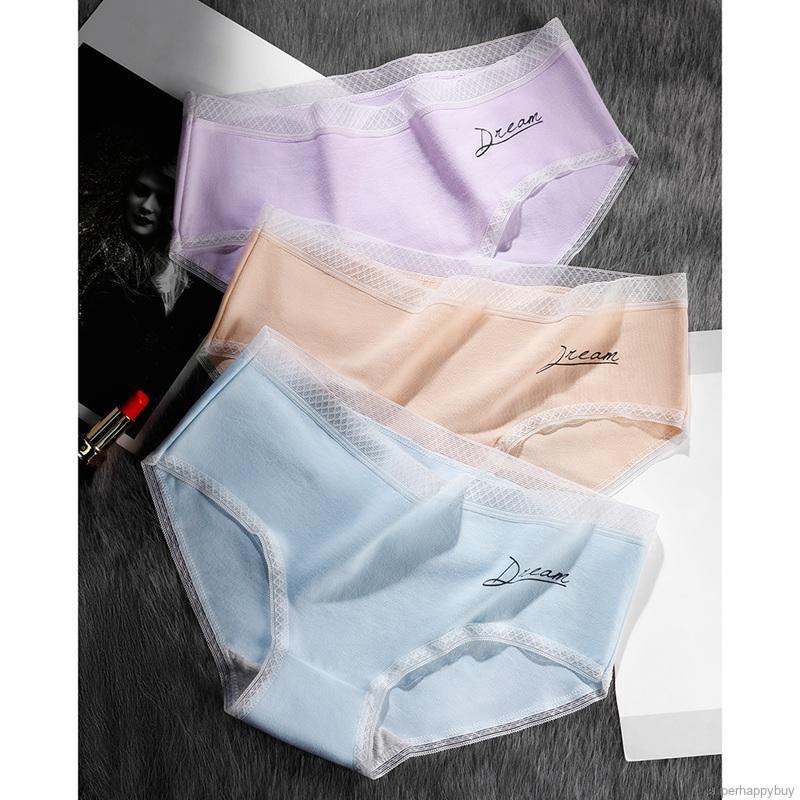 Quần lót cotton phối ren giấu đường may gợi cảm dành cho nữ