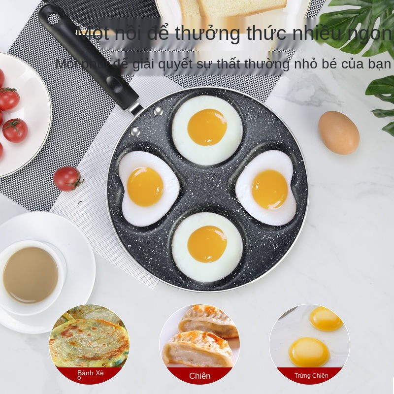 Chảo trứng tráng bốn lỗ chiên chần net nổi tiếng ăn sáng bánh bao nhỏ chống dính mini tạo tác