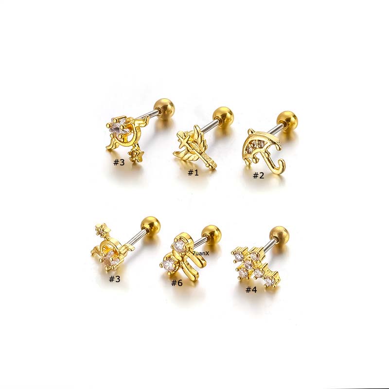 1 Khuyên Tai Dạng Thanh Tạ Thẳng Bằng Thép Không Gỉ 20G