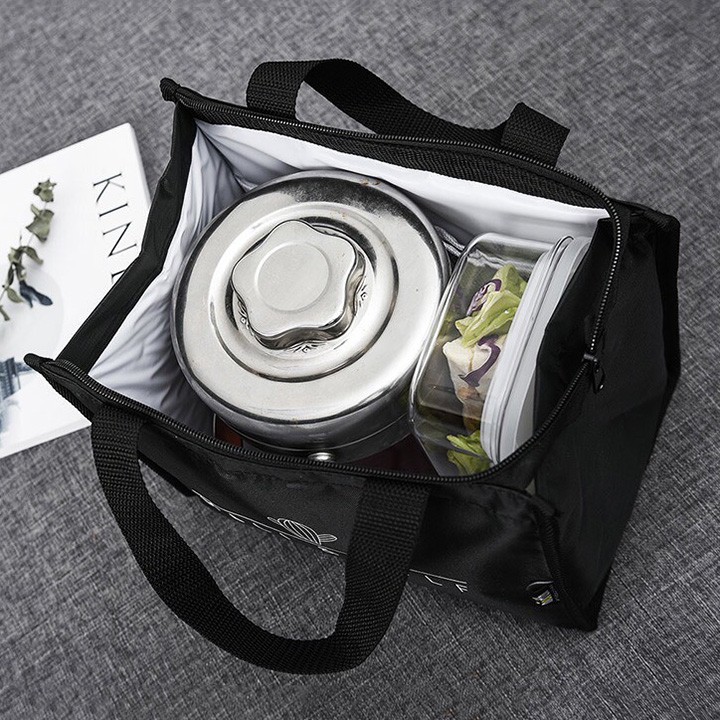 Túi giữ nhiệt cao cấp đựng hộp cơm đồ ăn giao hàng có khóa kéo 3 lớp giữ nhiệt kiểu xuất Nhật sang trọng tiện lợi