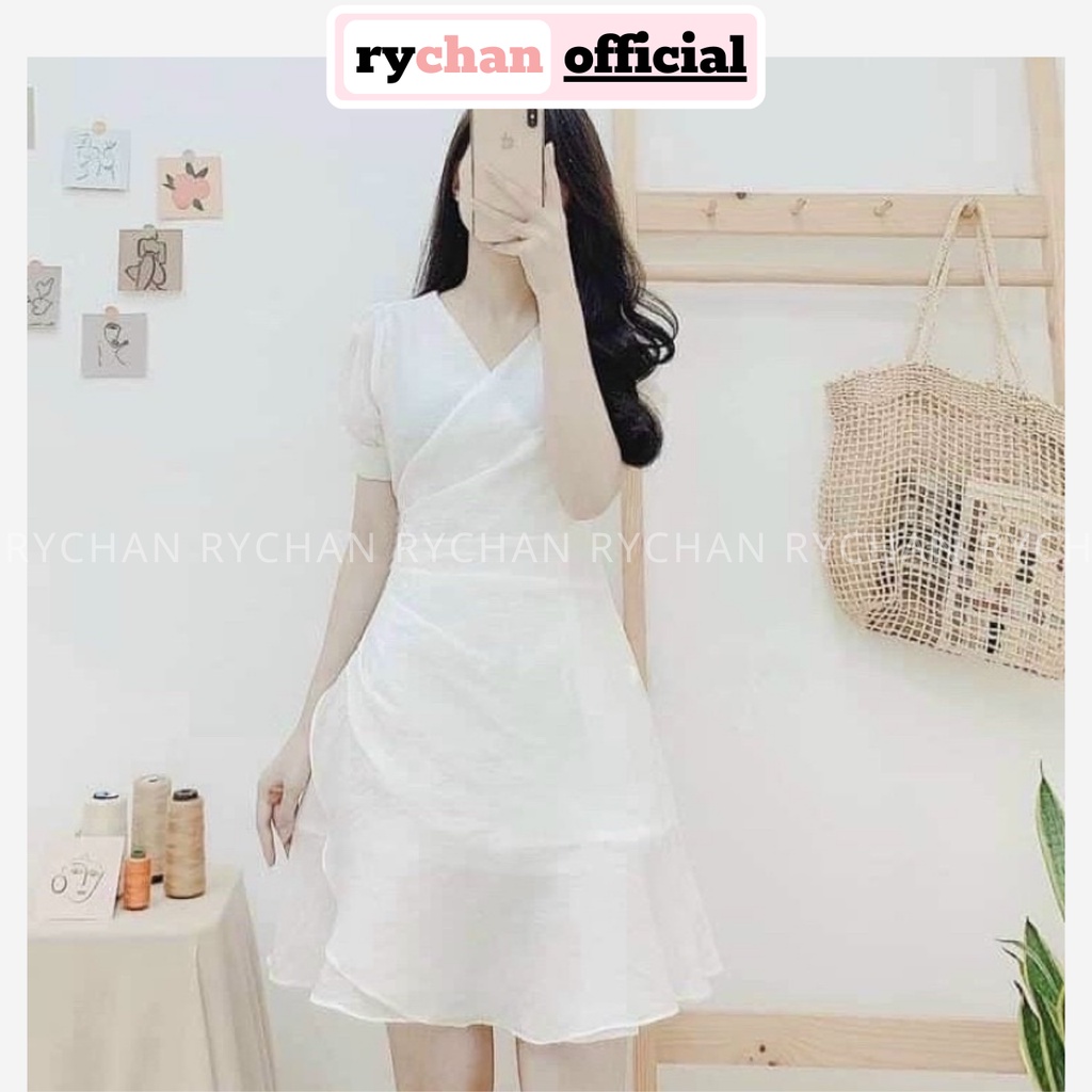 Đầm Nữ Dự Tiệc Cưới Cực Đẹp Cổ V Nhún Eo Đắp Chéo Tà Đuôi Cá Quyến Rũ Màu Trắng [ẢNH THẬT CUỐI] - DX9819