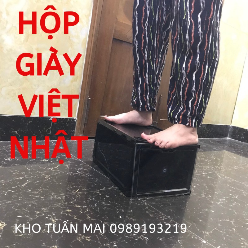 Hộp đựng giầy 💎SALE💎 nhựa cứng nắp cửa trong suốt thông minh Việt Nhật size lớn Sneaker Box