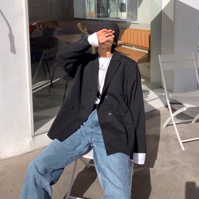 Áo khoác blazer cổ vest unisex oversize Ulzzang trẻ trung & lịch lãm siêu chất ❤️