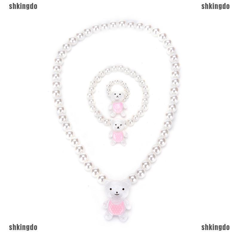 THINH Bộ Dây Chuyền + Vòng Tay Nhựa Xinh Xắn Cho Bé Gái