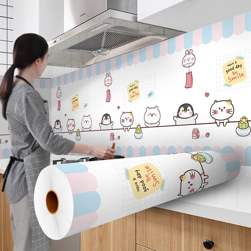 Miếng Dán Tường Dày Dặn Chống Thấm Nước/ Bám Dầu/ Ẩm Mốc Tiện Dụng Cho Nhà Bếp/ Nhà Tắm