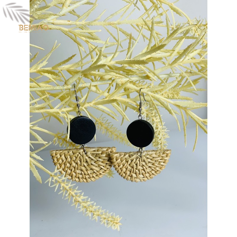 Bông tai mây nữ đi biển nhiều hình dạng Handmade style, thân thiện môi trường hàng thủ công mỹ nghệ Bemiao Shop