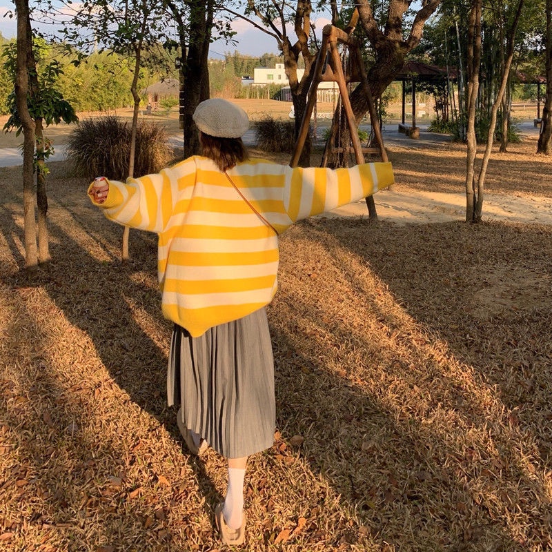 Korean Fashion Plaid Women's Long Sleeve Sweater
