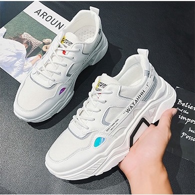 Giày Thể Thao Nam - Giày sneaker chất đẹp, dễ phối đồ màu trắng phản quang chống trơn trẻ trung ôm chân  hd17