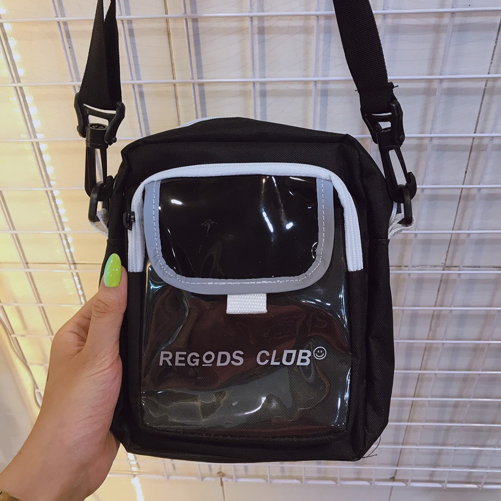 Túi đeo chéo Regods đen phản quang - minibags phong cách streetwear