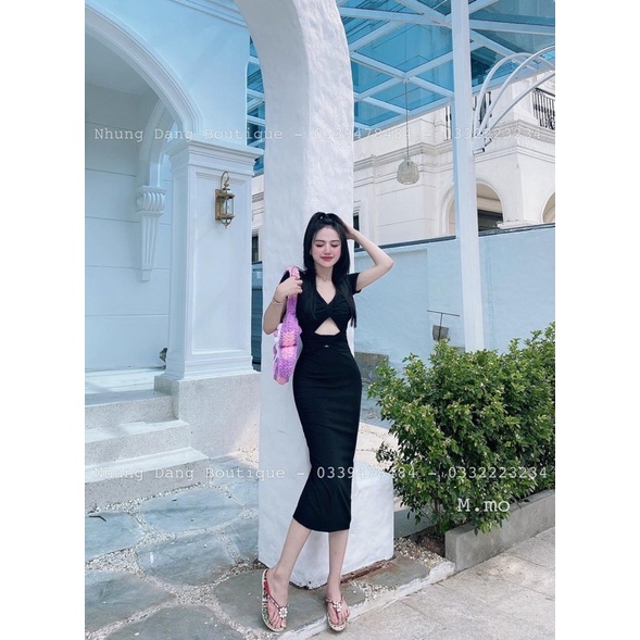 Đầm boddy xoắn ngực chất thun xương cá thích hợp đi chơi đi tiệc đều xinh
