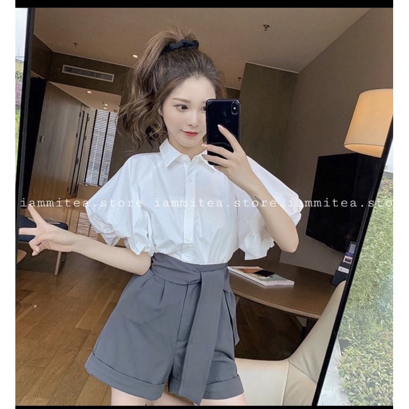 Áo sơ mi tay phồng freesize