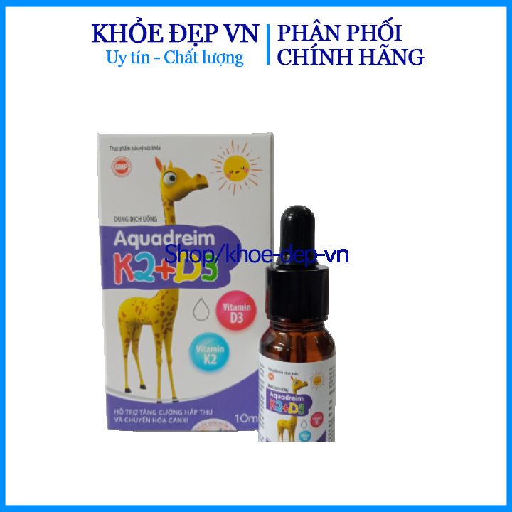 Aquadreim vitamin D3+DHA lọ 10ml bổ sung vitamin D3, cải thiện còi xương, chậm lớn cho bé từ 1 tháng tuổi.