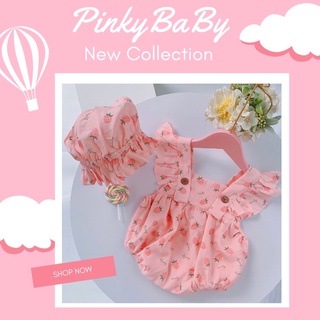 Bodysuit bé gái dâu hồng đính cúc 0-12 tháng, váy thôi nôi, đầm đầy tháng, body liền thân, set đồ sơ sinh