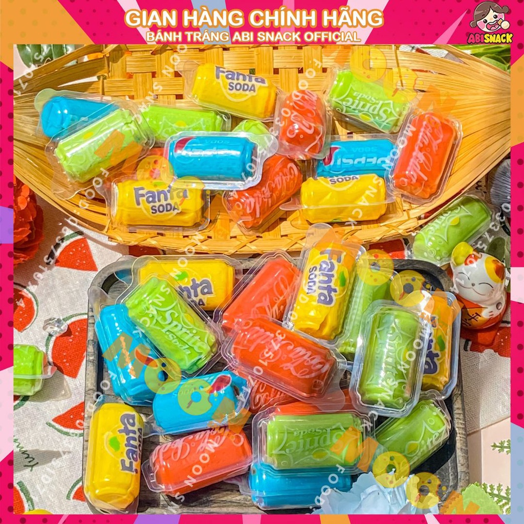 combo 5 viên kẹo dẻo có nhân chảy vị trái cây Soda Gumdrop hình lon nước ngọt HongKong