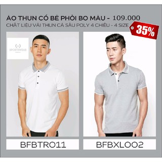 Áo thun nam cổ xám phối S.BASIC Sportswear Concept Concept khô thoáng thoải mái đàn hồi thời trang nam tính